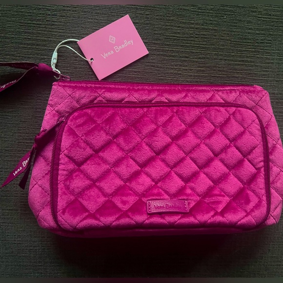 Vera Bradley Handbags - Vera Bradley Majestic Magenta Compact Organizer Quilted Velvet Fitfab Fun